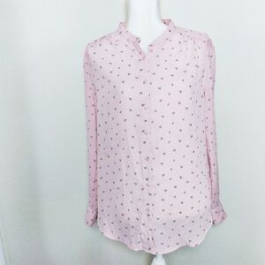 Time and Tru Heart Print Button Down Shirt
